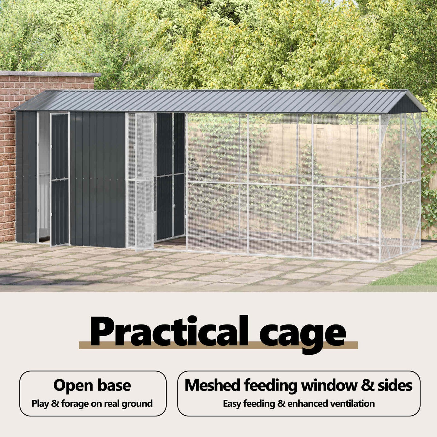 Bird Cage Anthracite 645 x 208 x 247 cm Galvanised Steel
