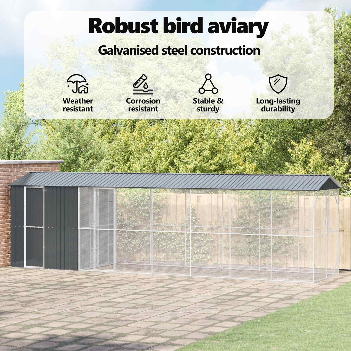 Bird Cage Anthracite 860 x 208 x 247 cm Galvanised Steel