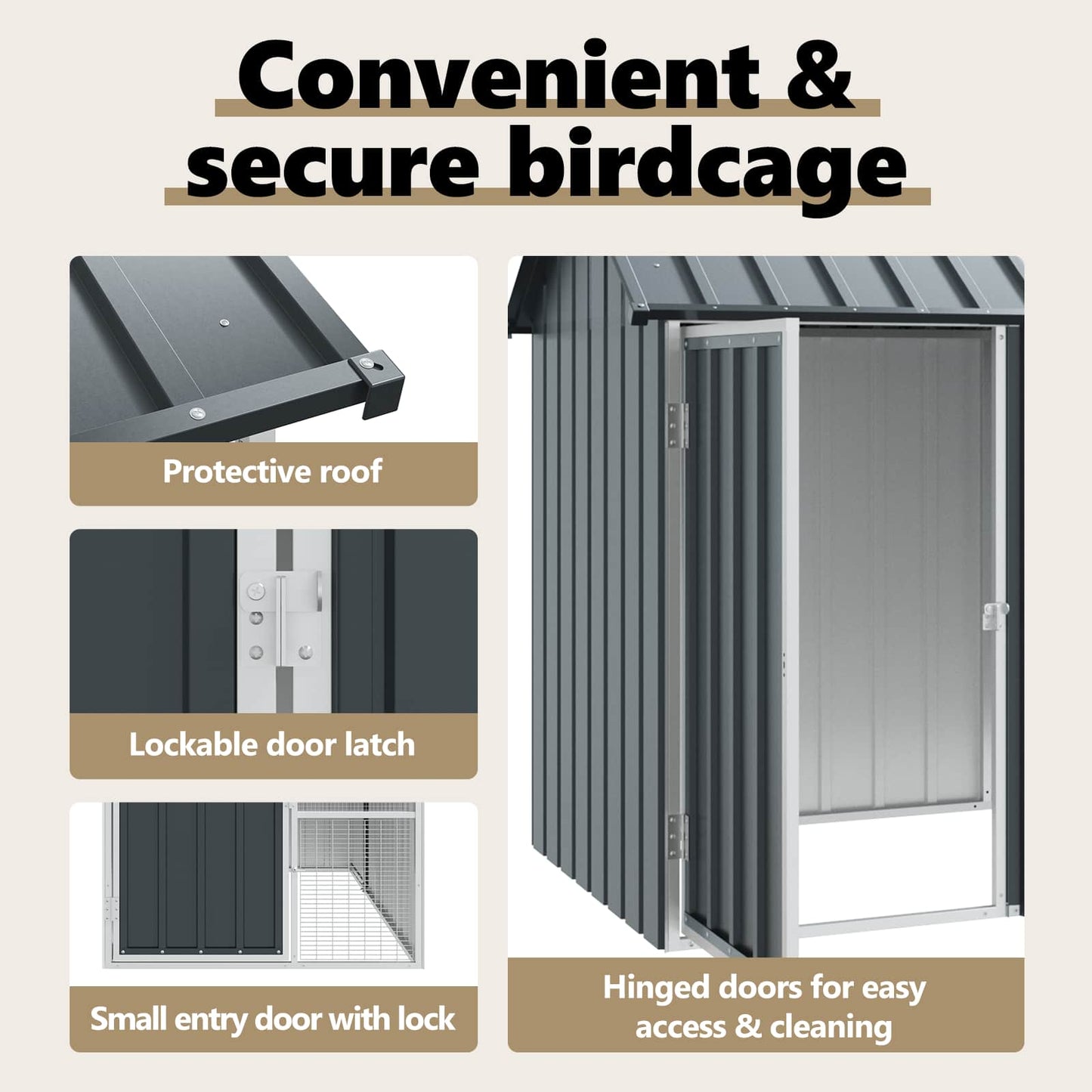 Bird Cage Anthracite 860 x 208 x 247 cm Galvanised Steel