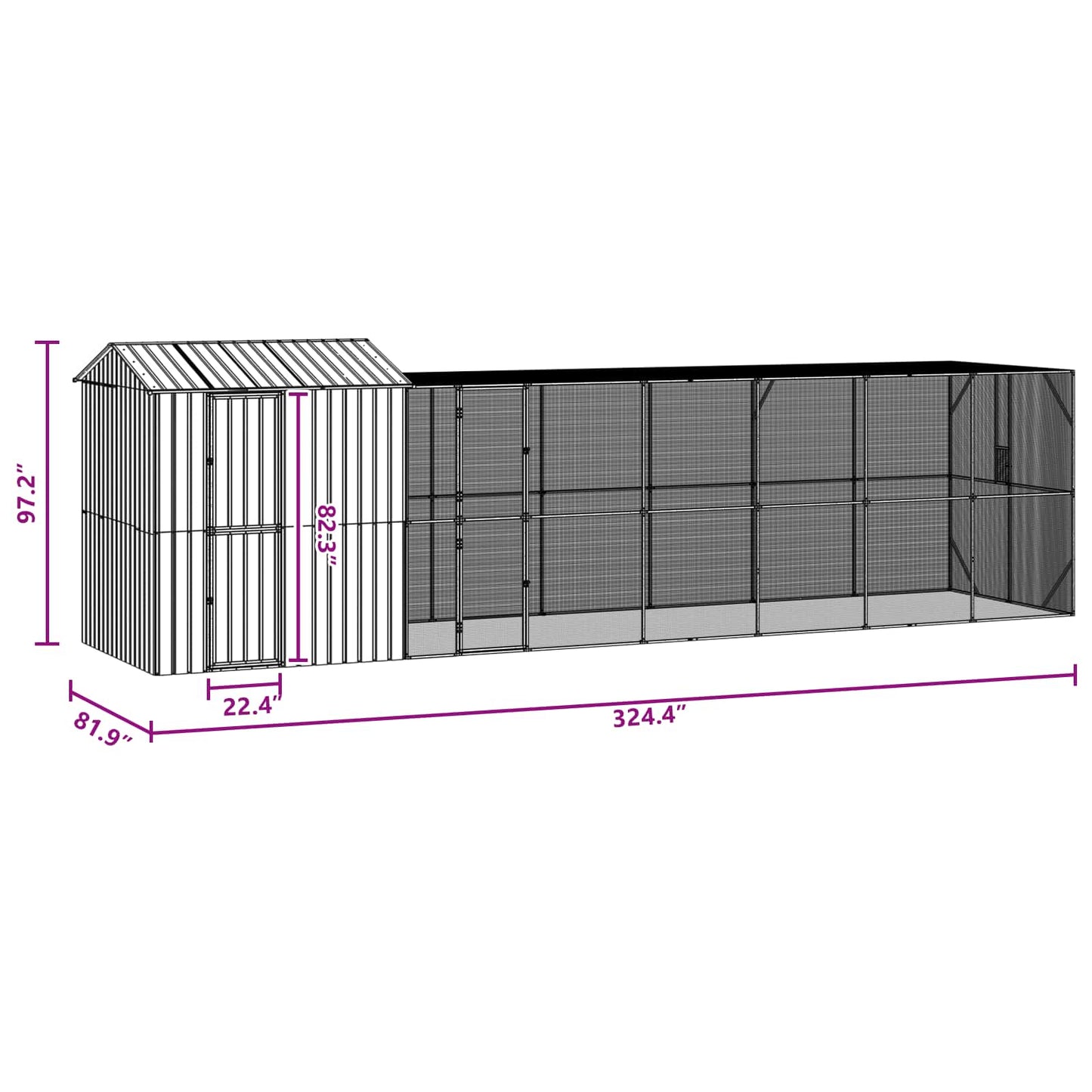 Bird Cage Anthracite 824 x 208 x 247 cm Galvanised Steel