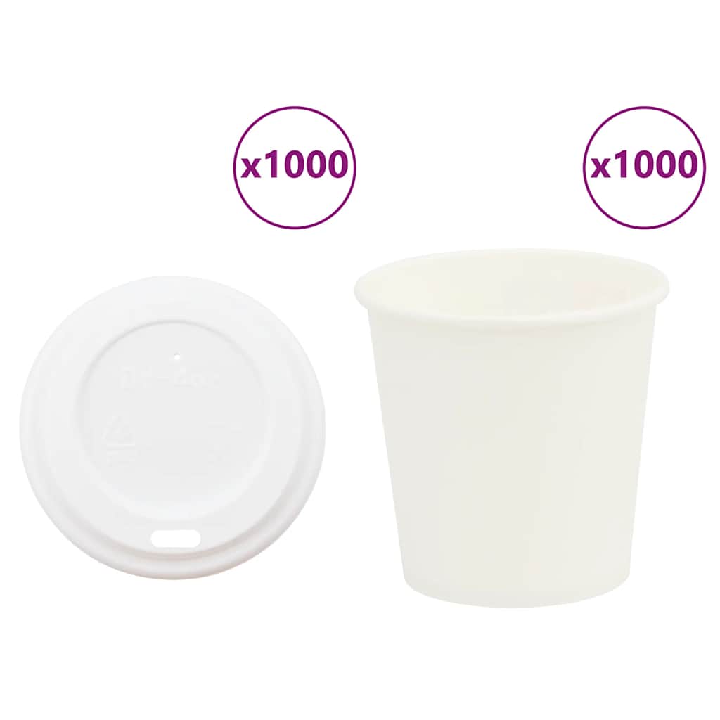 Paper Coffee Cups with Lids 1000 pcs 4oz 100ml