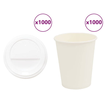 Paper Coffee Cups with Lids 1000 pcs 8oz 200ml