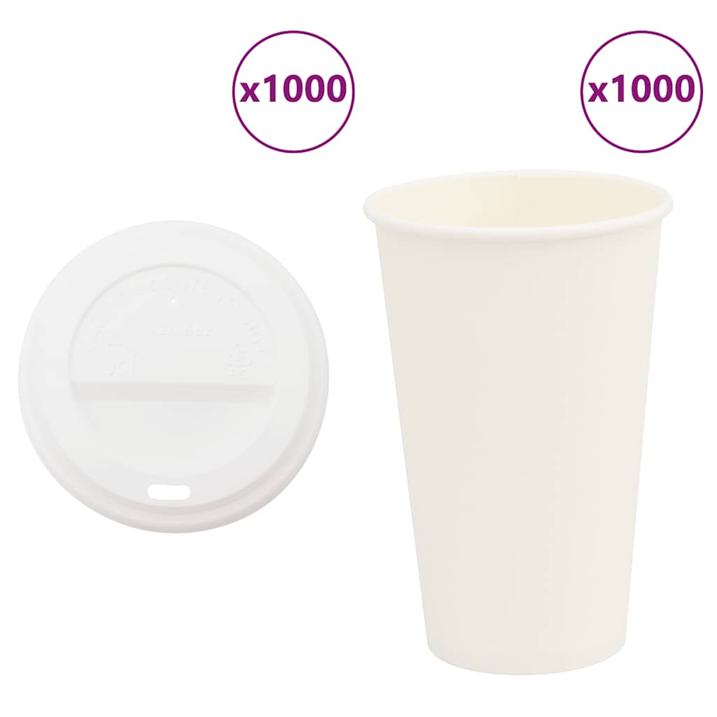 Paper Coffee Cups with Lids 1000 pcs 16oz 400ml