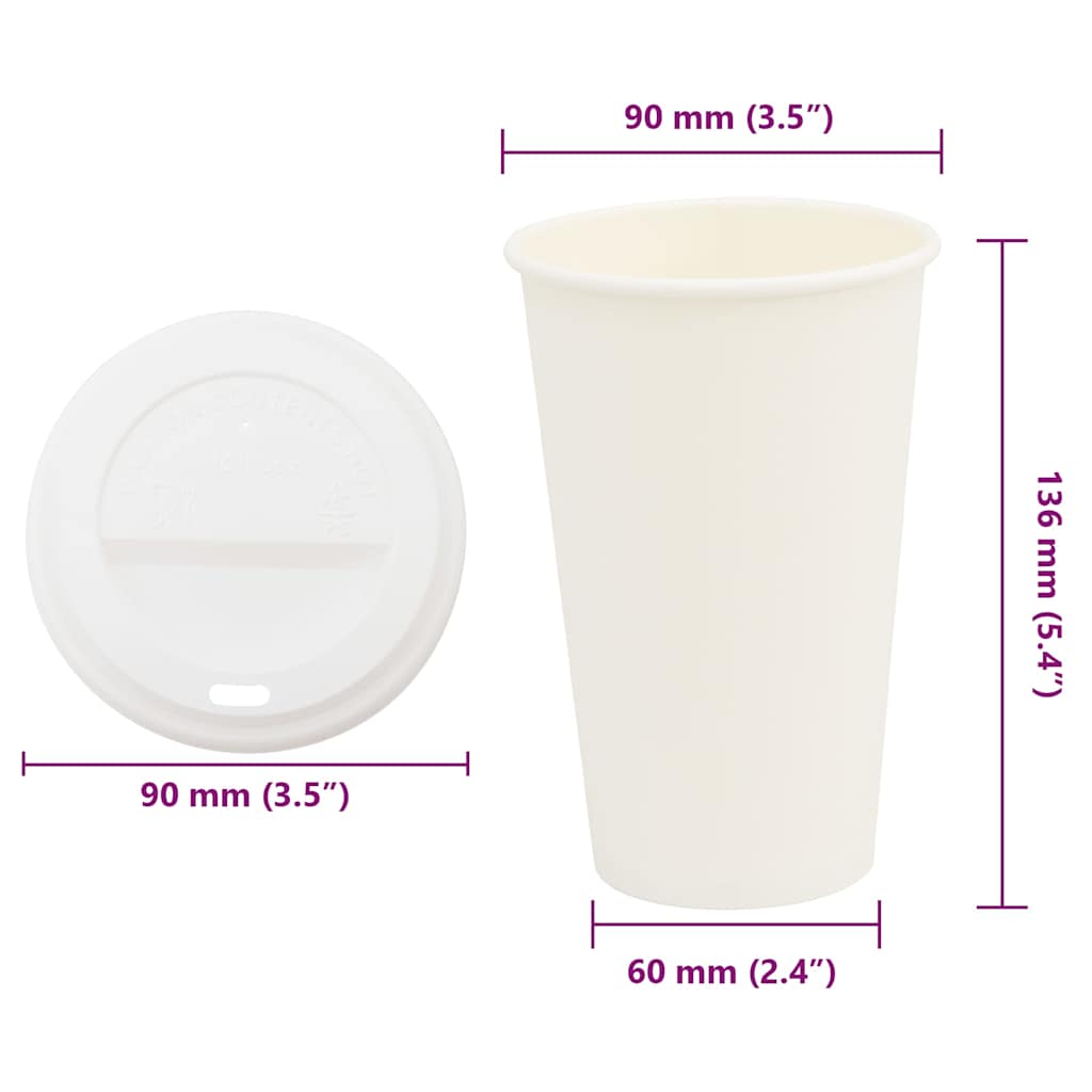 Paper Coffee Cups with Lids 1000 pcs 16oz 400ml