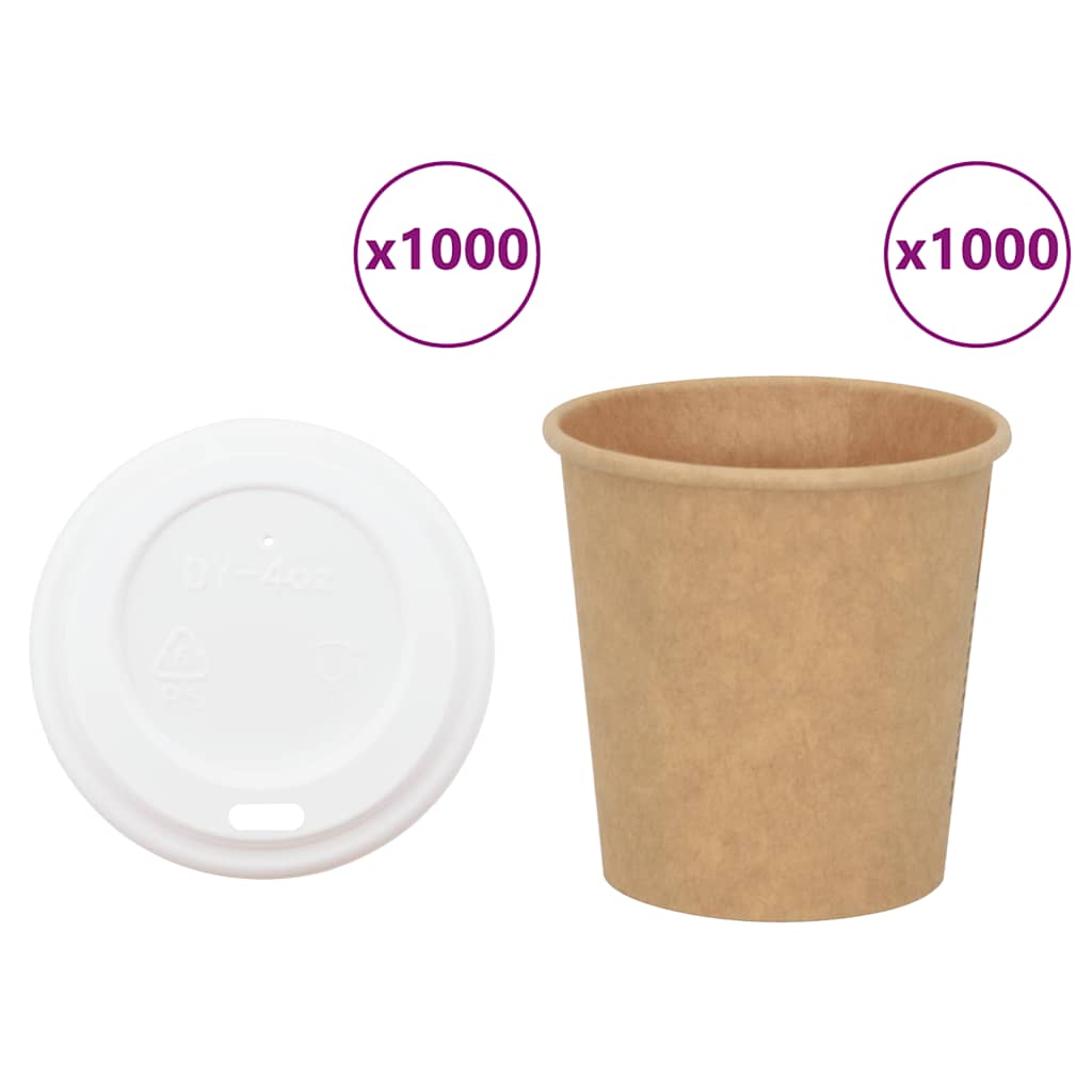 Paper Coffee Cups with Lids 1000 pcs 4oz 100ml