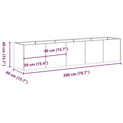 Planter White 200x40x40 cm Cold-rolled Steel