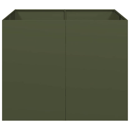 Planter Olive Green 100x100x80 cm Steel