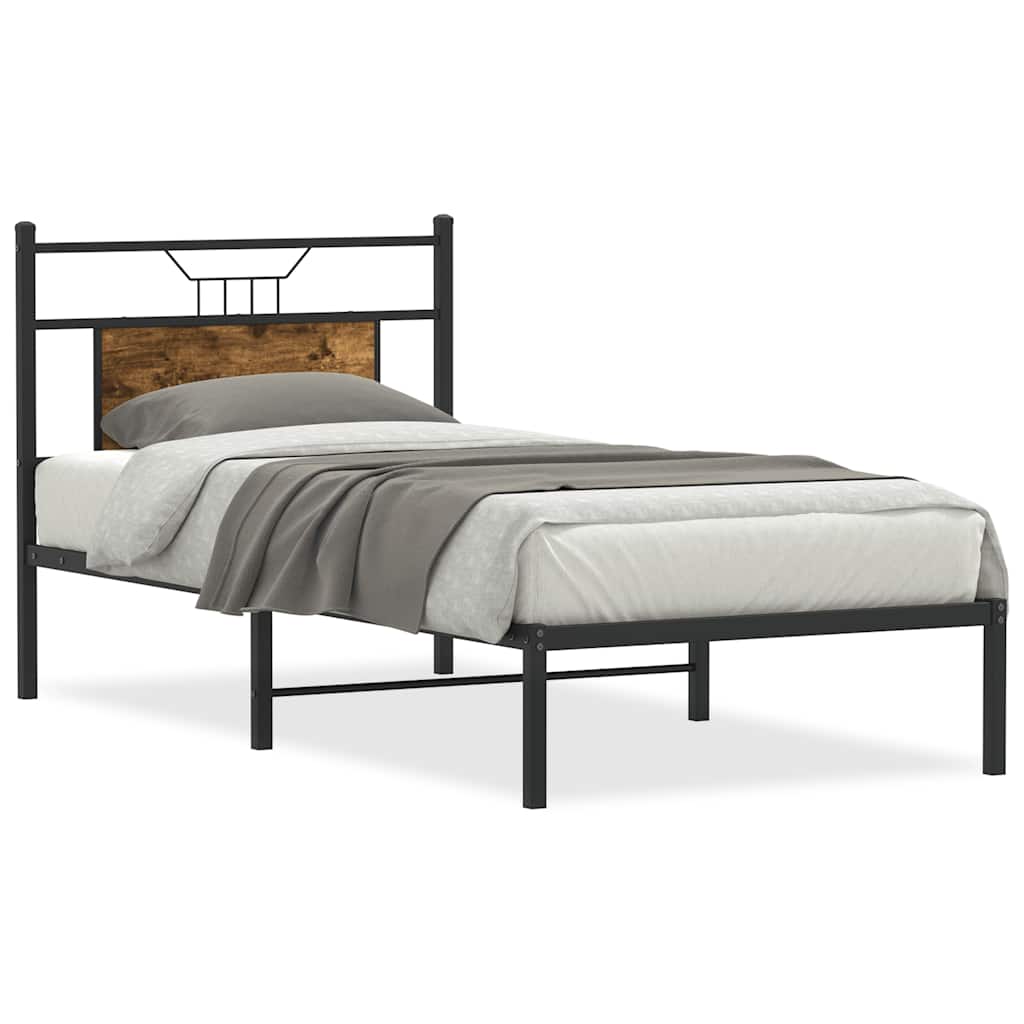 Bed Frame without Mattress Smoked Oak 75x190 cm Small Single Engineered Wood