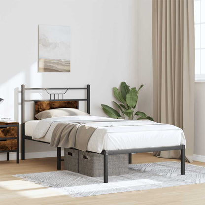 Bed Frame without Mattress Smoked Oak 75x190 cm Small Single Engineered Wood