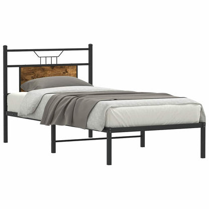 Bed Frame without Mattress Smoked Oak 90x190 cm Single Engineered Wood