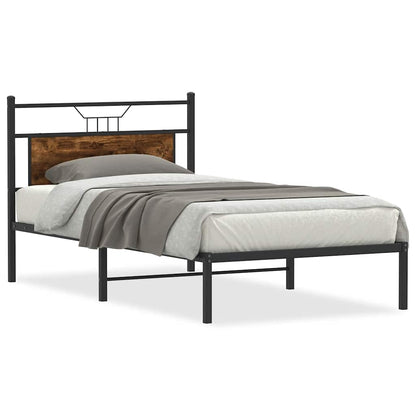 Bed Frame without Mattress Smoked Oak 100x190 cm Engineered Wood