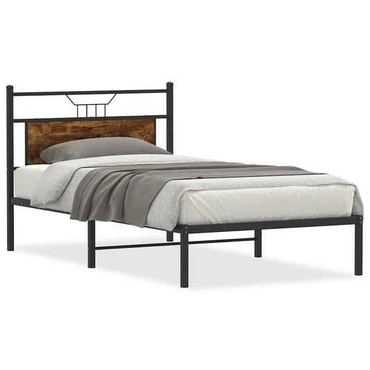 Bed Frame without Mattress Smoked Oak 100x200 cm Engineered Wood