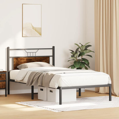 Bed Frame without Mattress Smoked Oak 100x200 cm Engineered Wood