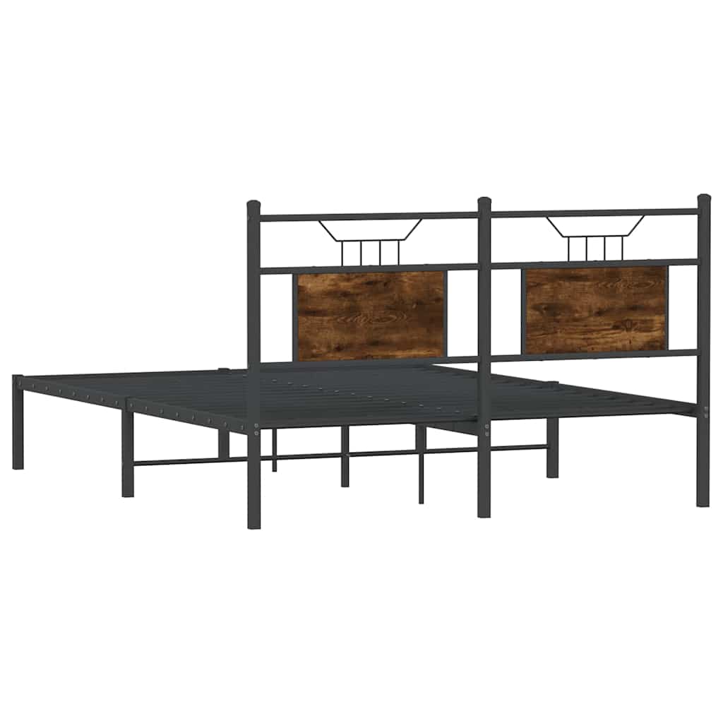 Bed Frame without Mattress Smoked Oak 140x190 cm Engineered Wood
