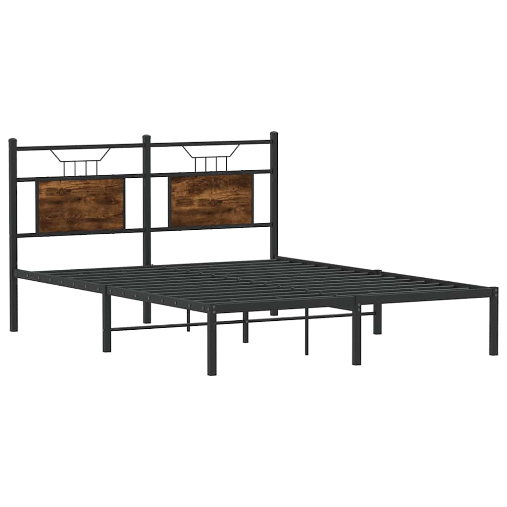 Bed Frame without Mattress Smoked Oak 140x200 cm Engineered Wood