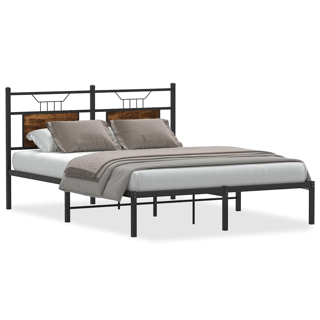 Bed Frame without Mattress Smoked Oak 150x200 cm King Size Engineered Wood