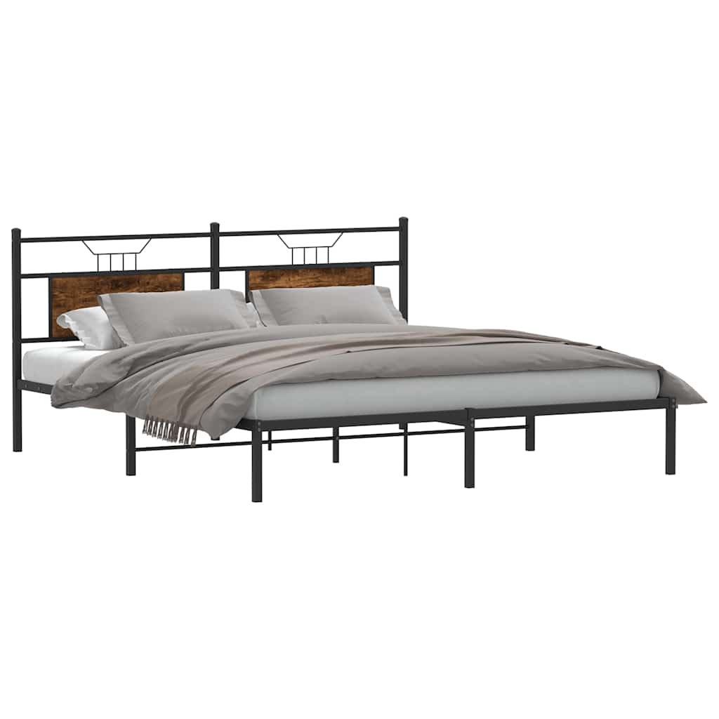 Bed Frame without Mattress Smoked Oak 160x200 cm Engineered Wood
