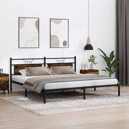 Bed Frame without Mattress Smoked Oak 193x201 cm Engineered Wood