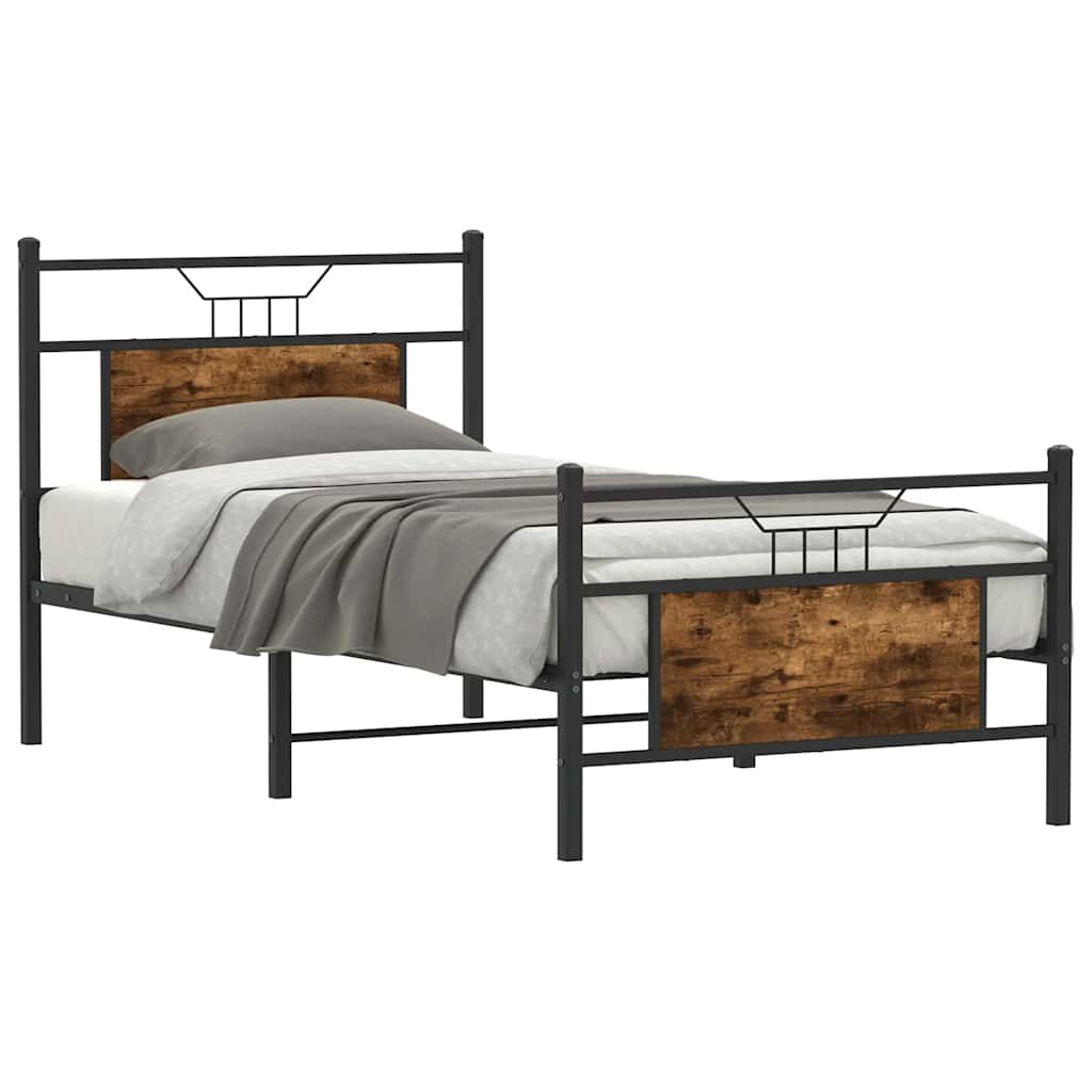 Bed Frame without Mattress Smoked Oak 80x200 cm Engineered Wood