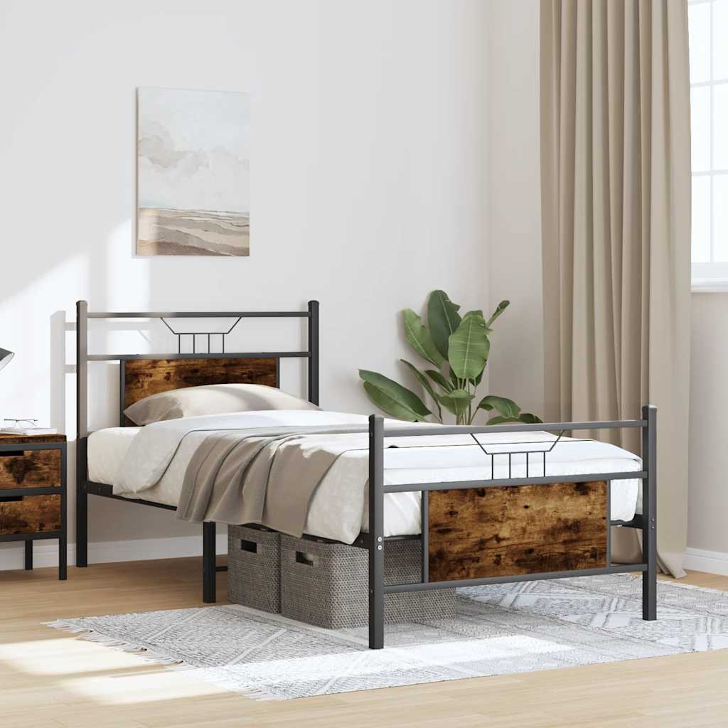 Bed Frame without Mattress Smoked Oak 80x200 cm Engineered Wood