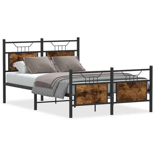 Bed Frame without Mattress Smoked Oak 120x200 cm Engineered Wood