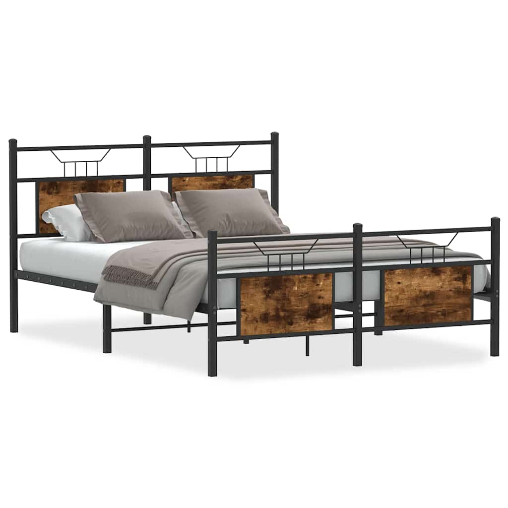Bed Frame without Mattress Smoked Oak 140x200 cm Engineered Wood