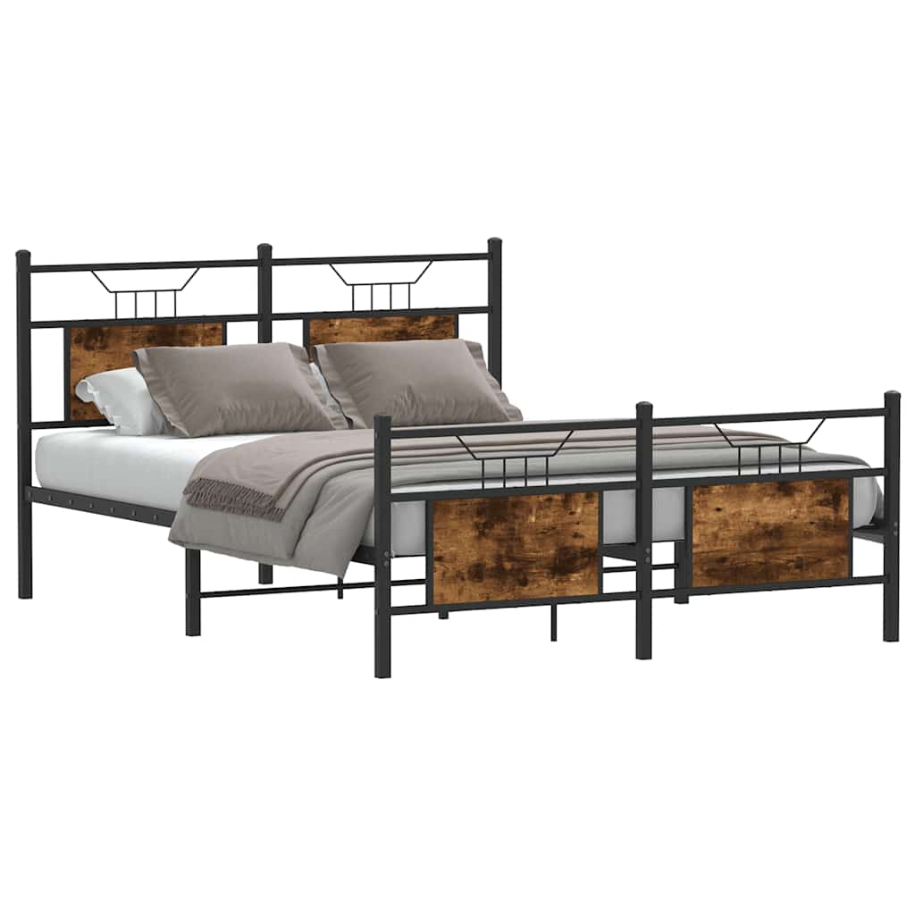 Bed Frame without Mattress Smoked Oak 140x200 cm Engineered Wood