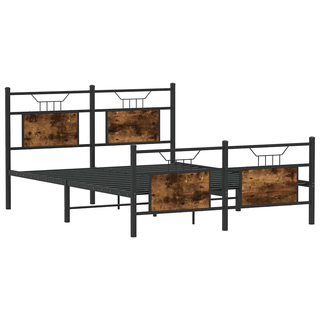 Bed Frame without Mattress Smoked Oak 150x200 cm King Size Engineered Wood