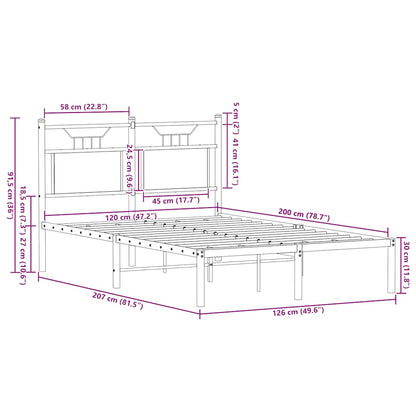 Bed Frame without Mattress Sonoma Oak 120x200 cm Engineered Wood