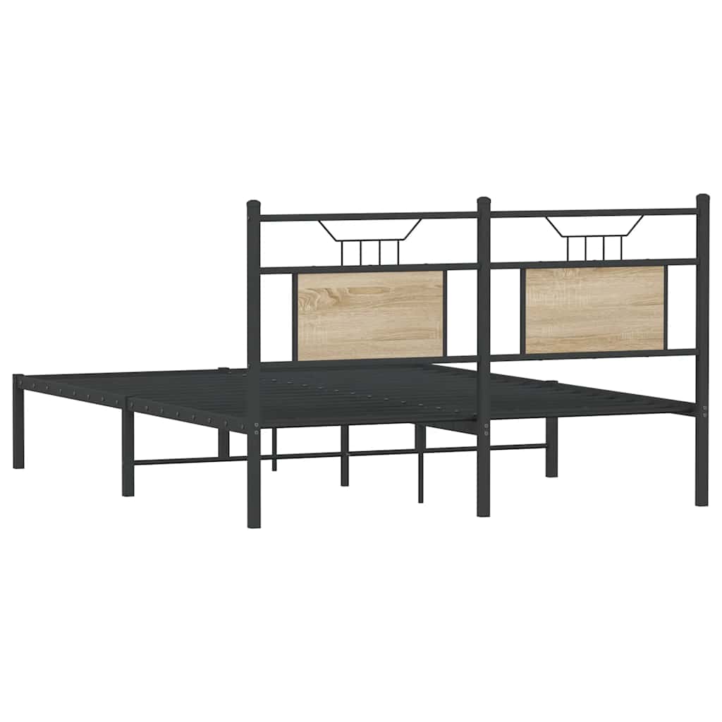 Bed Frame without Mattress Sonoma Oak 140x200 cm Engineered Wood
