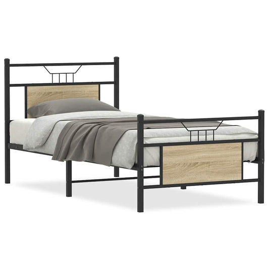 Bed Frame without Mattress Sonoma Oak 75x190 cm Small Single Engineered Wood