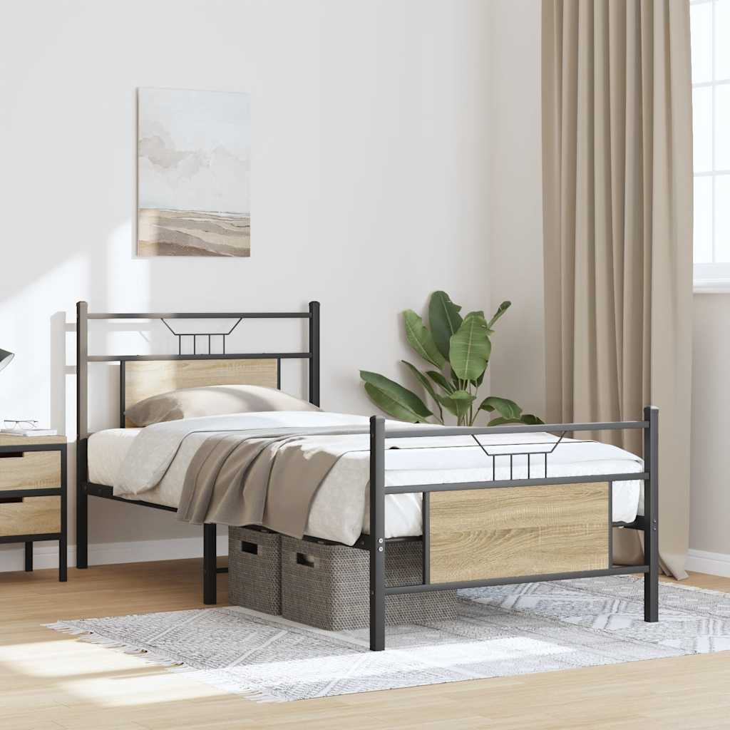 Bed Frame without Mattress Sonoma Oak 80x200 cm Engineered Wood