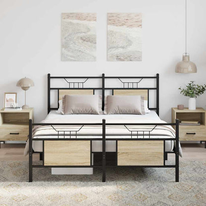 Bed Frame without Mattress Sonoma Oak 137x190 cm Engineered Wood