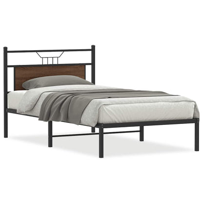 Bed Frame without Mattress Brown Oak 100x190 cm Engineered Wood