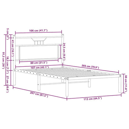 Bed Frame without Mattress Brown Oak 107x203 cm Engineered Wood