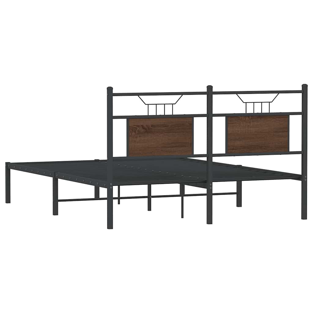 Bed Frame without Mattress Brown Oak 137x190 cm Engineered Wood