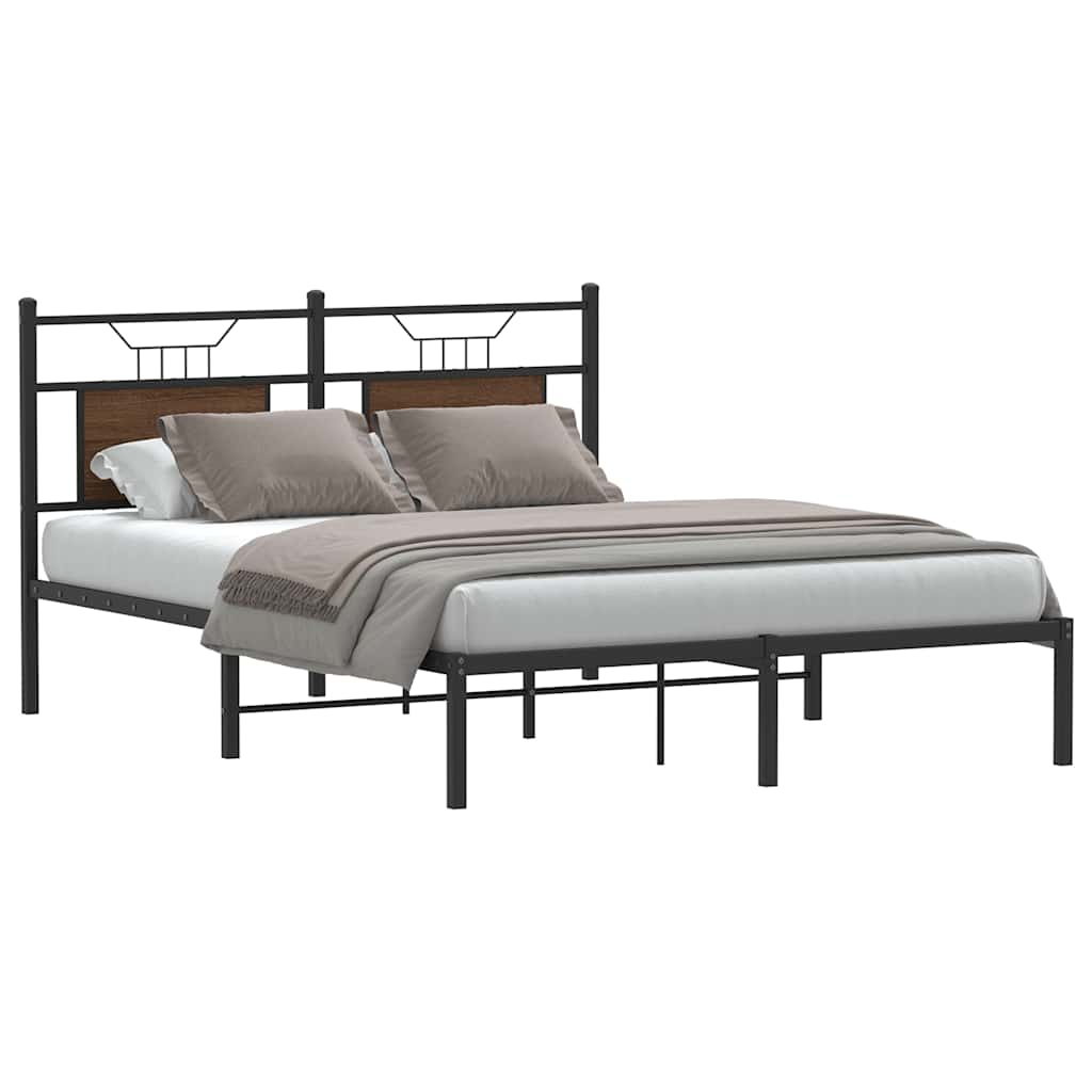 Bed Frame without Mattress Brown Oak 137x190 cm Engineered Wood