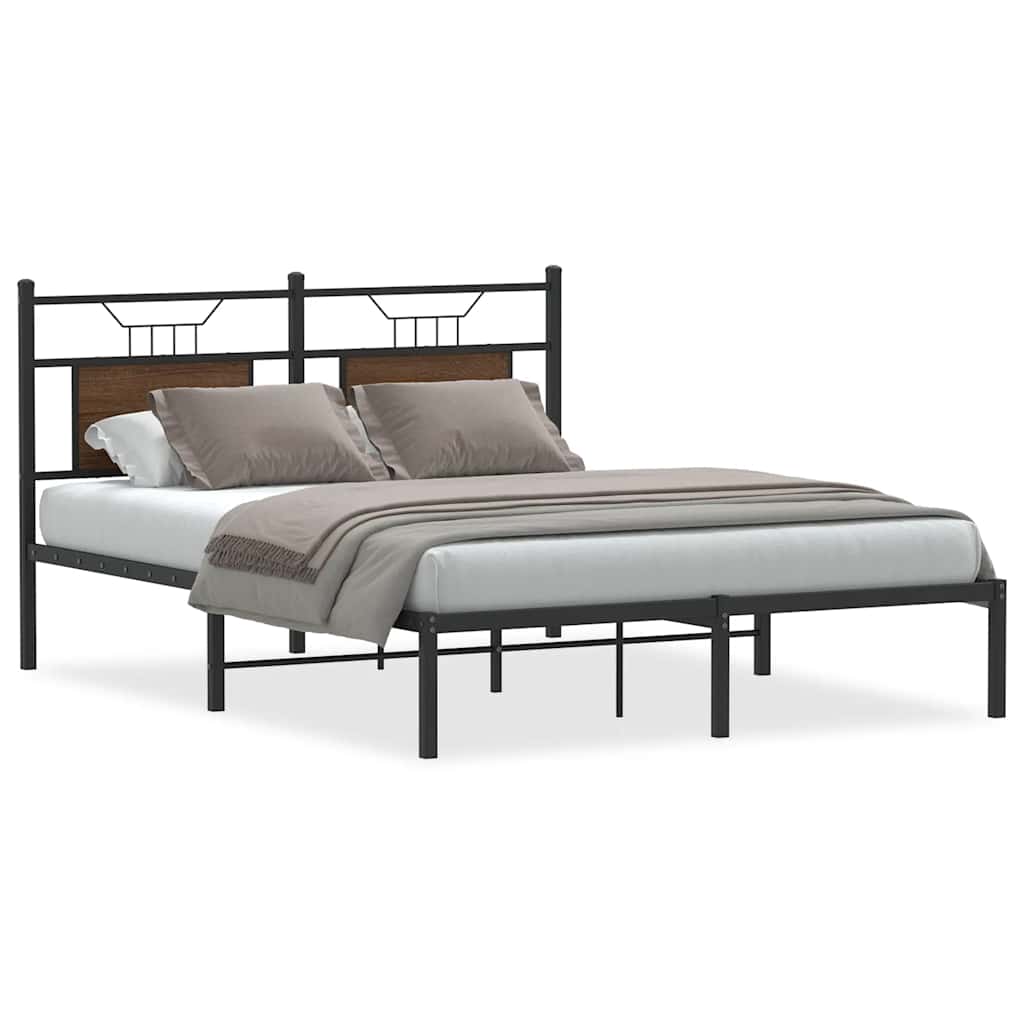 Bed Frame without Mattress Brown Oak 150x200 cm King Size Engineered Wood