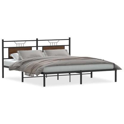 Bed Frame without Mattress Brown Oak 183x213 cm Engineered Wood