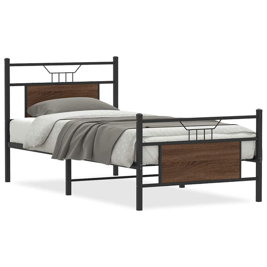 Bed Frame without Mattress Brown Oak 80x200 cm Engineered Wood