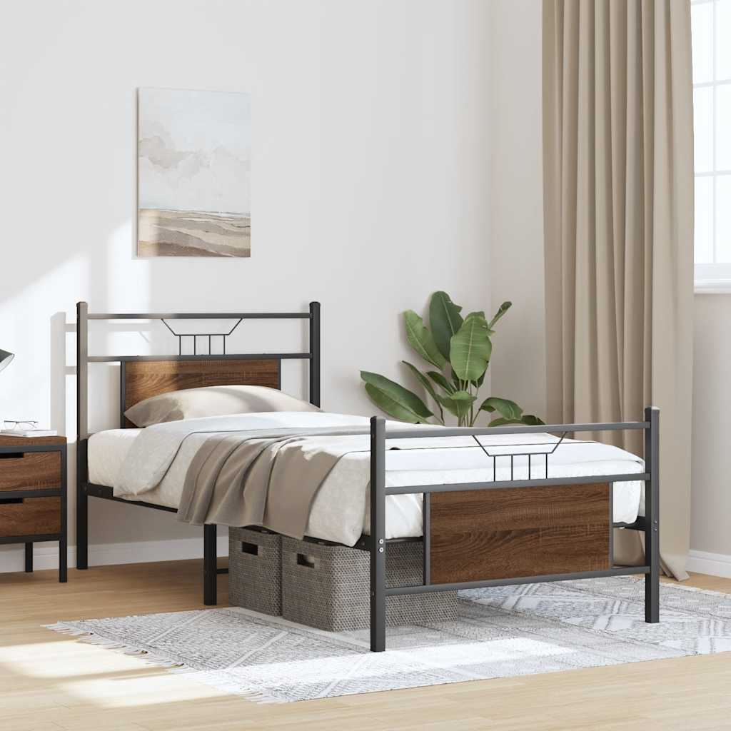 Bed Frame without Mattress Brown Oak 80x200 cm Engineered Wood