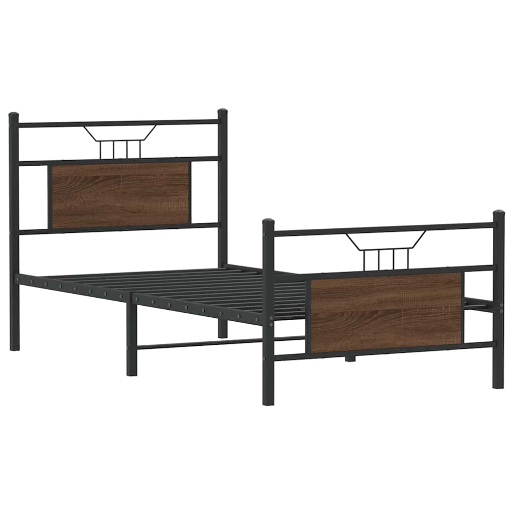 Bed Frame without Mattress Brown Oak 90x190 cm Single Engineered Wood