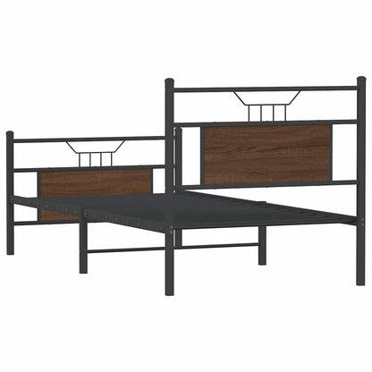 Bed Frame without Mattress Brown Oak 90x200 cm Engineered Wood