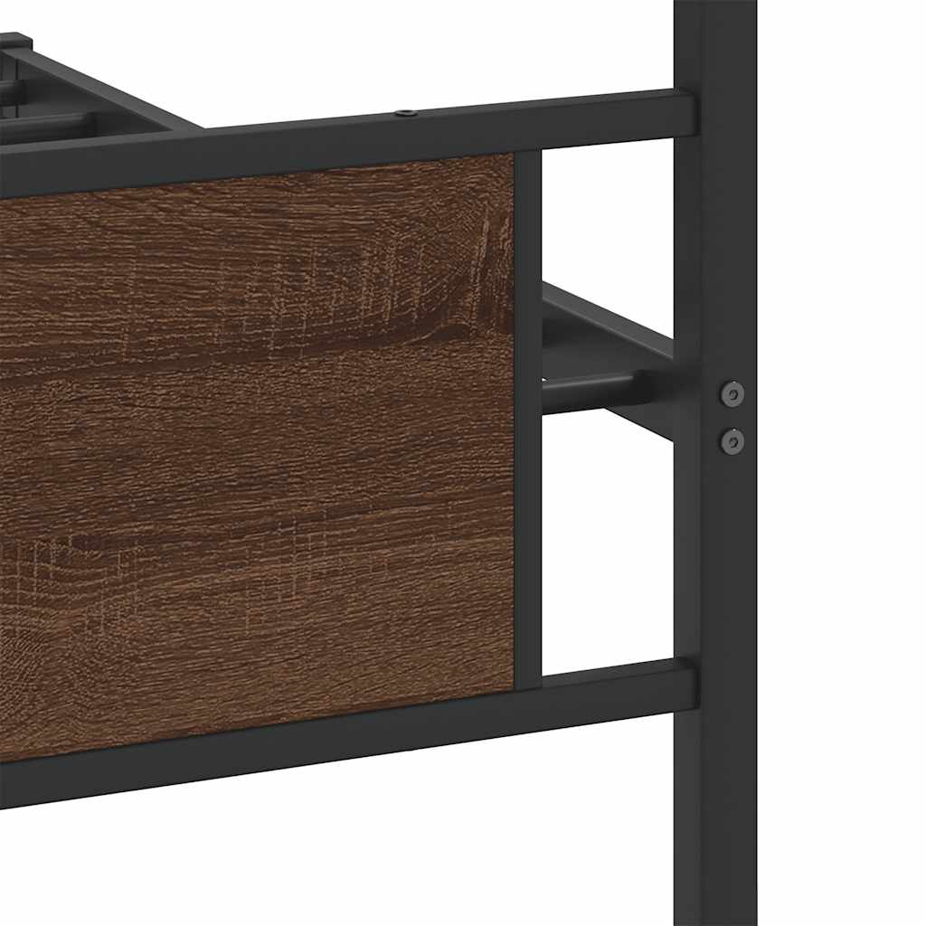 Bed Frame without Mattress Brown Oak 100x200 cm Engineered Wood