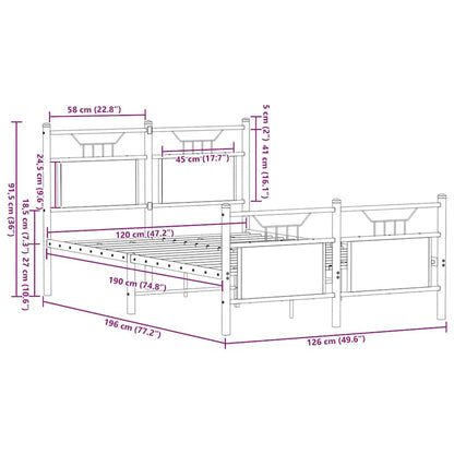 Bed Frame without Mattress Brown Oak 120x190 cm Small Double Engineered Wood