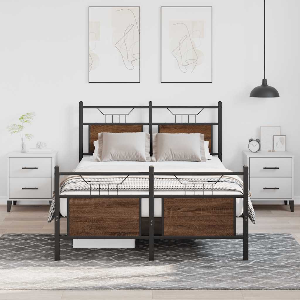 Bed Frame without Mattress Brown Oak 120x200 cm Engineered Wood