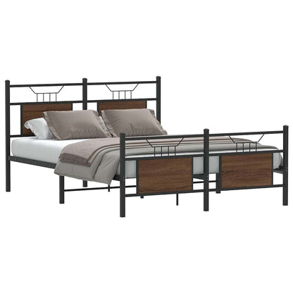 Bed Frame without Mattress Brown Oak 137x190 cm Engineered Wood