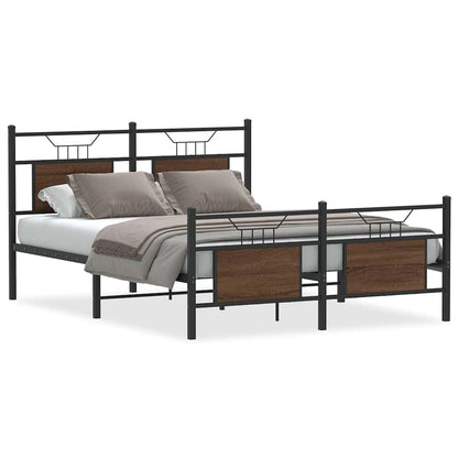 Bed Frame without Mattress Brown Oak 140x190 cm Engineered Wood