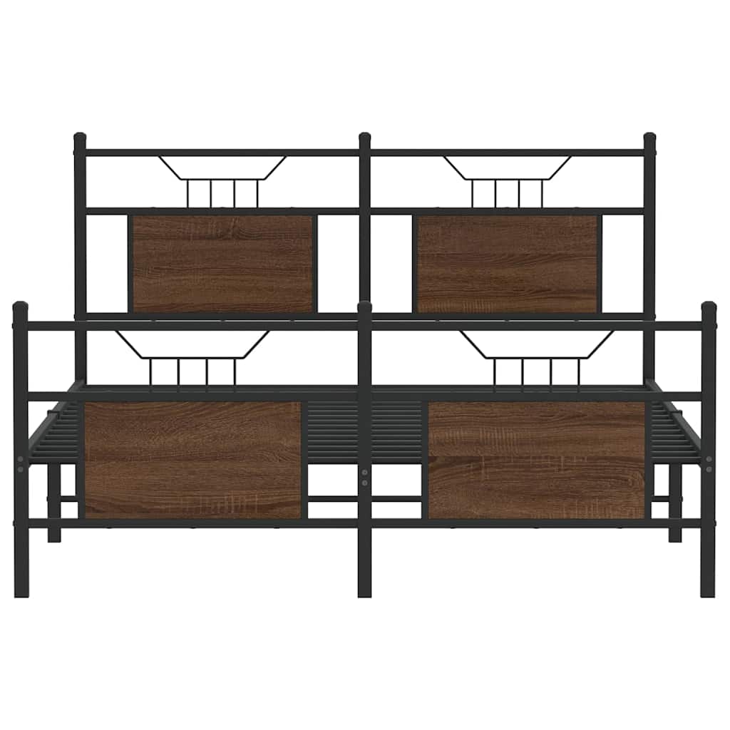 Bed Frame without Mattress Brown Oak 140x190 cm Engineered Wood