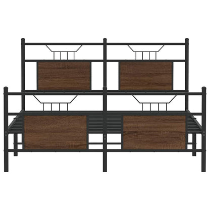 Bed Frame without Mattress Brown Oak 140x190 cm Engineered Wood